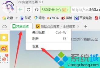 win10360浏览器的跨屏浏览怎么关闭